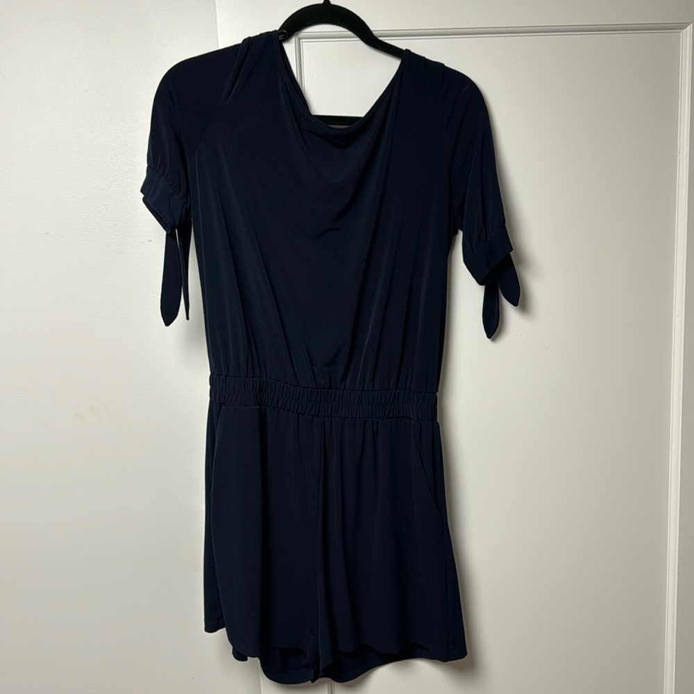Vince Camuto Shorts Romper - Dark Navy Blue with side sleeve ties
